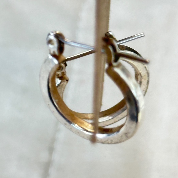 2/$15 Silver tone hinged hoop earrings Thin smooth hoops flat edges. - Picture 13 of 15
